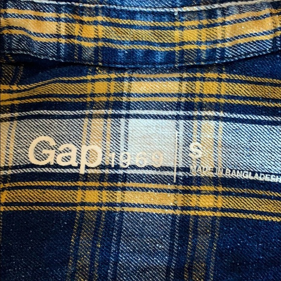 Gap blue yellow plaid long sleeved shirt - Picture 7 of 7
